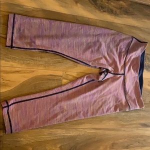Lululemon Pink Striped Cropped Leggings